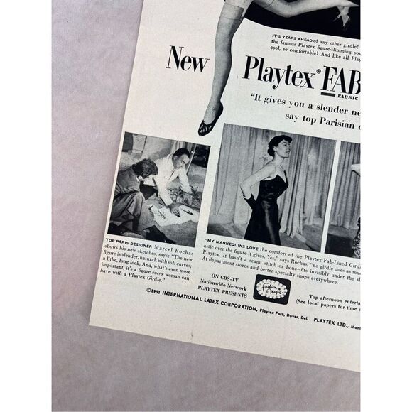 Vintage 1951 Playtex Fab Lined Girdle Woman Leaping Print Advertisement - Picture 2 of 5